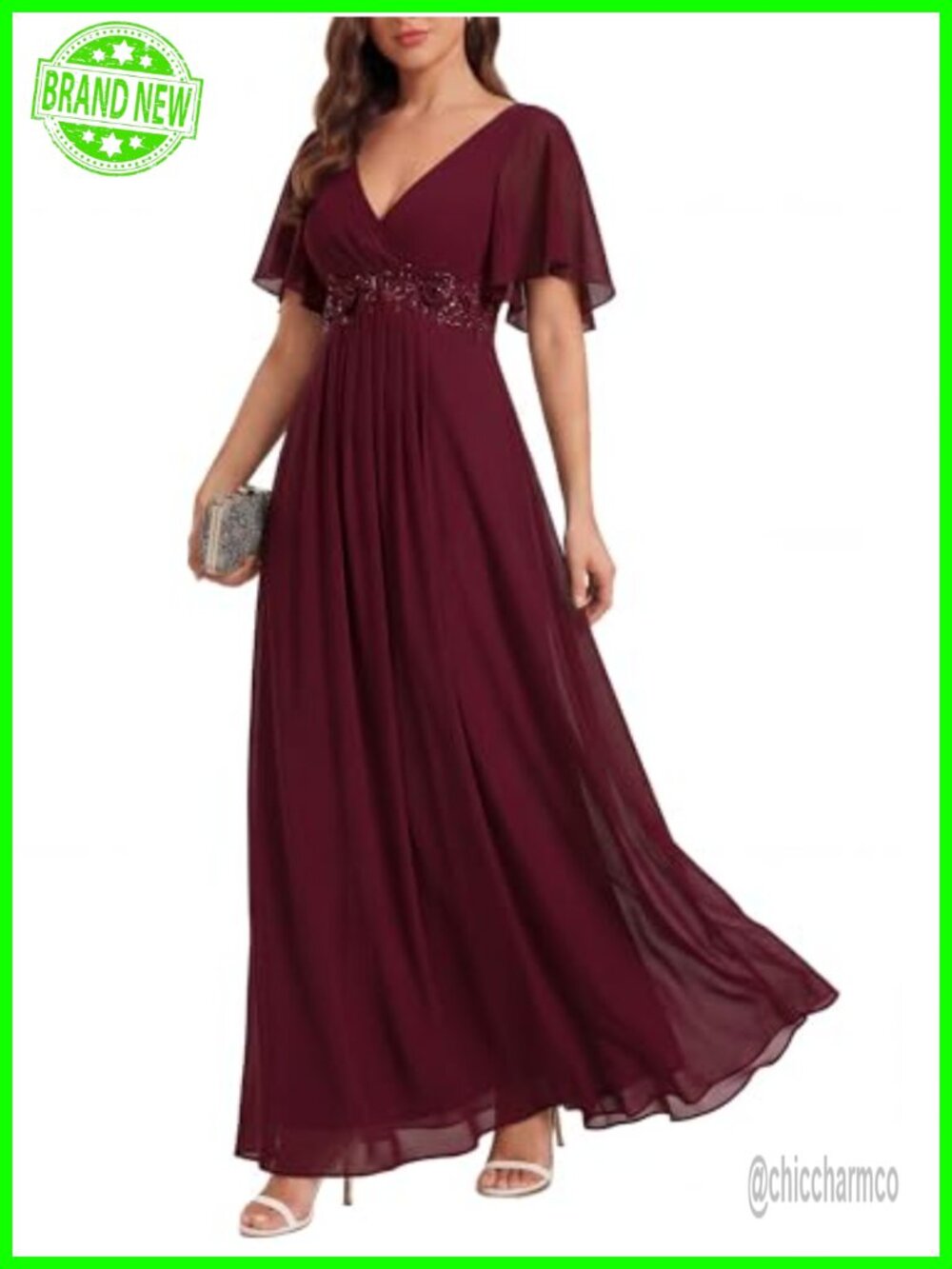 Ever-Pretty Womens V Neck Applique Mother of the Bride Formal Dress